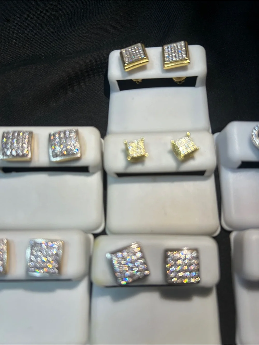 High-End CZ Stud Earrings - Gold & Silver Tones (Bundle)